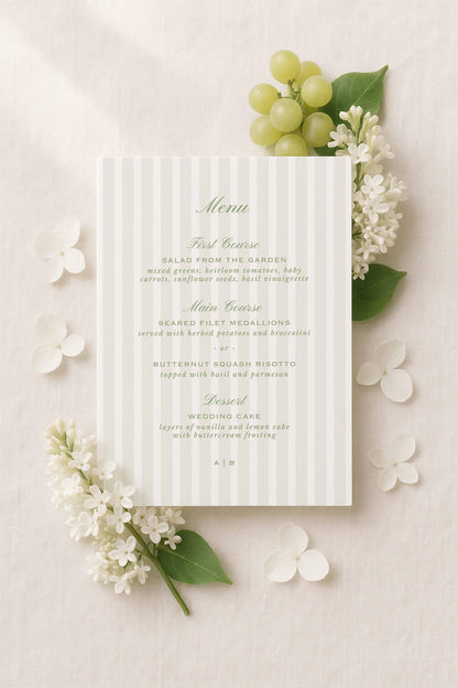 Green Rattan Wedding Menu Template