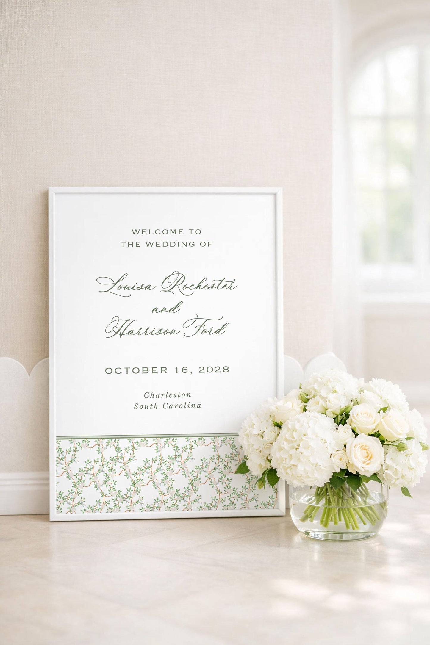 Neutral Chinoiserie Wedding Welcome Sign Template