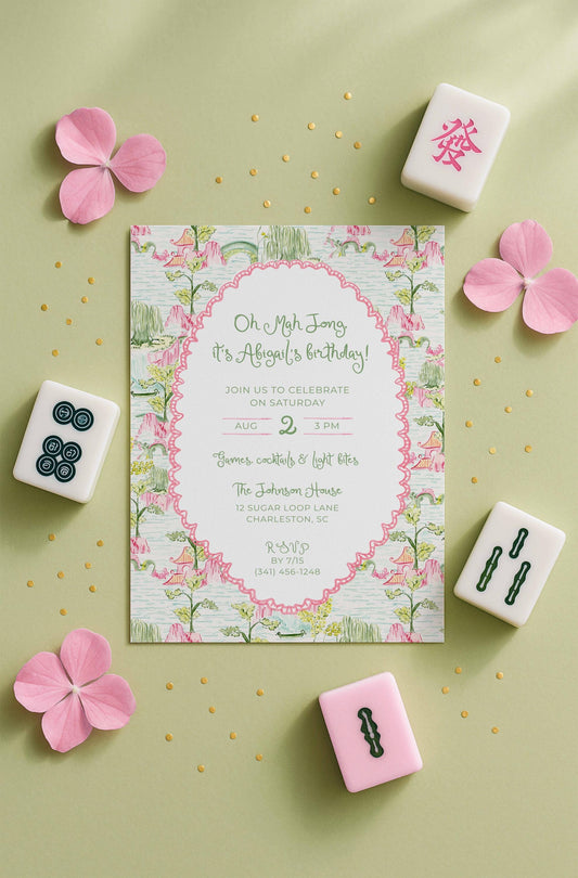 Mahjong Birthday Invitation Template