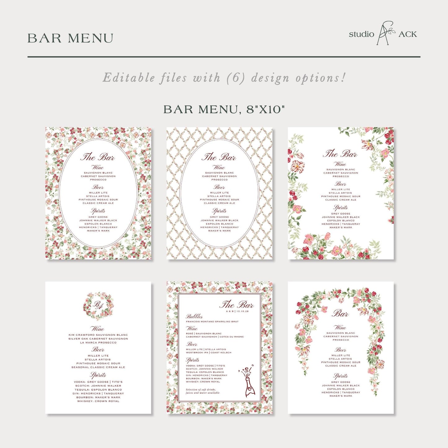 Dusty Pink Floral Wedding Template Bundle