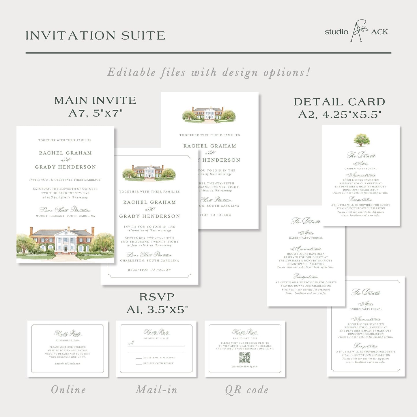 Boone Hall Wedding Template Bundle