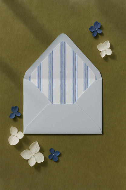 Blue, White & Green Wedding Invitation Suite Template