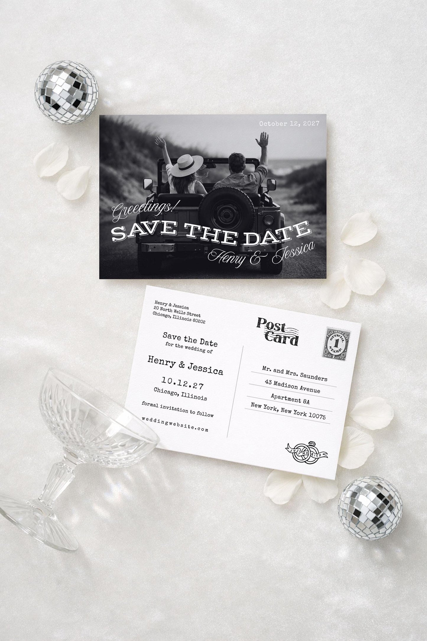 Greetings! Save the Date Postcard Template