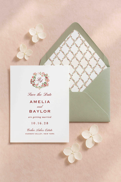 Dusty Pink Floral Save the Date Template