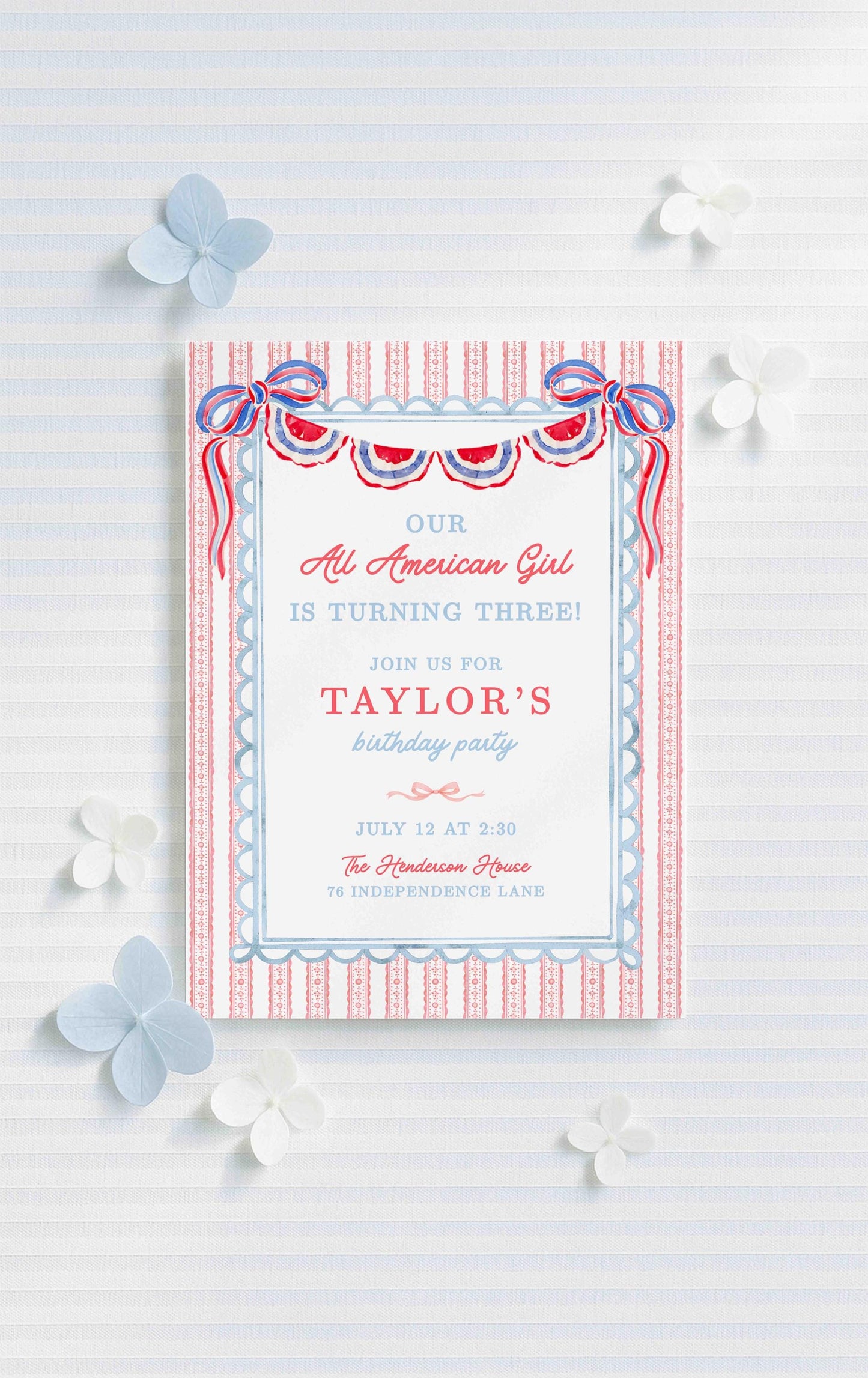 All American Girl Birthday Invitation Template