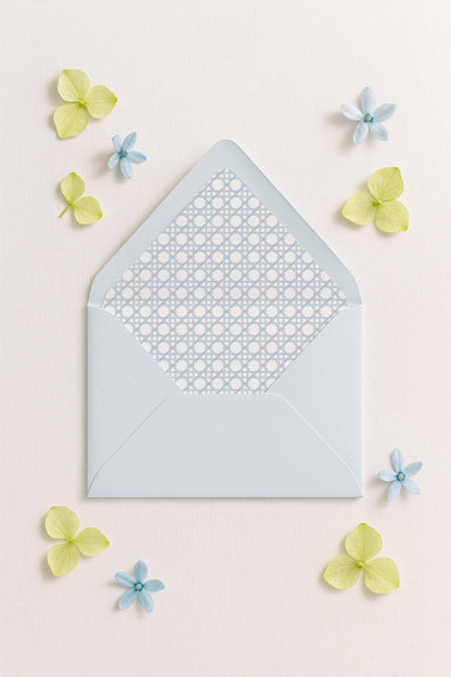 Blue Rattan Wedding Invitation Suite Template