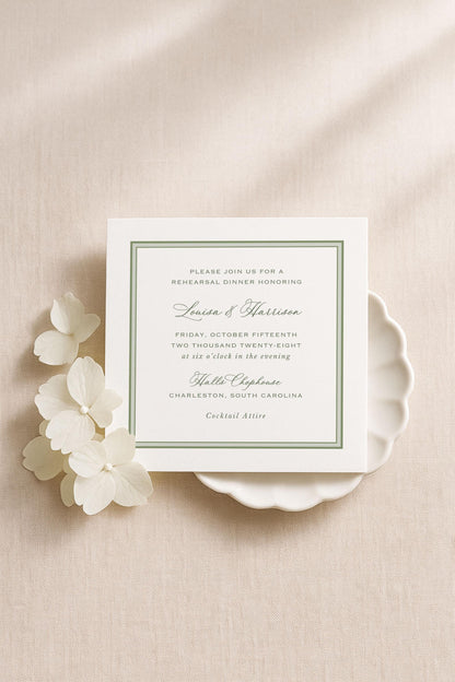 Neutral Chinoiserie Rehearsal Dinner Invitation