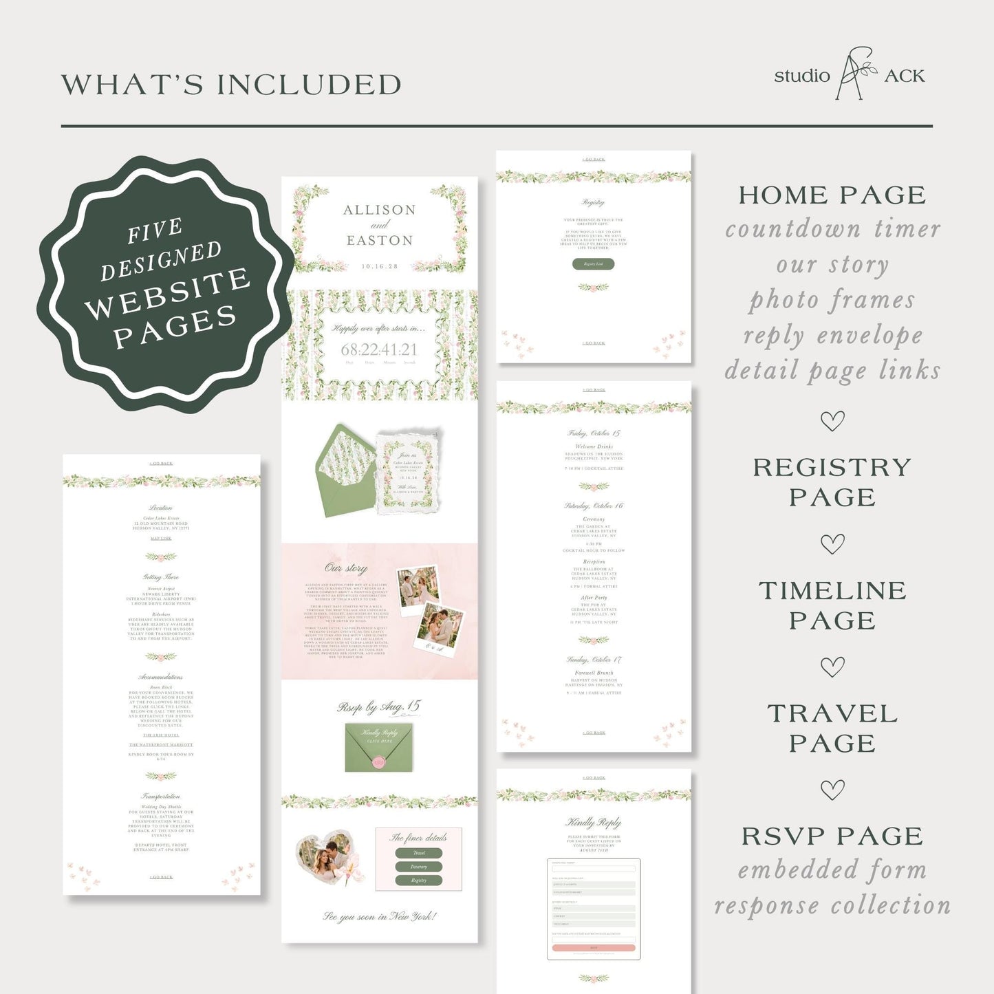 Hand-Painted Floral Wedding Website Template
