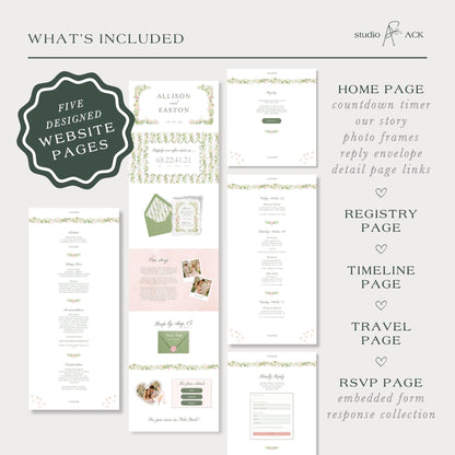 Hand-Painted Floral Wedding Website Template