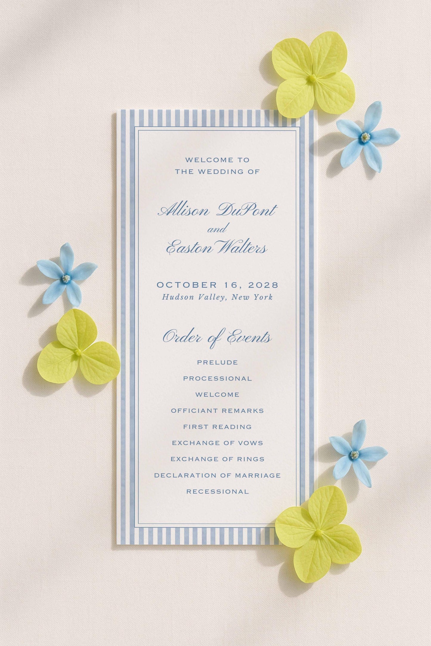 Blue Rattan Wedding Program Template
