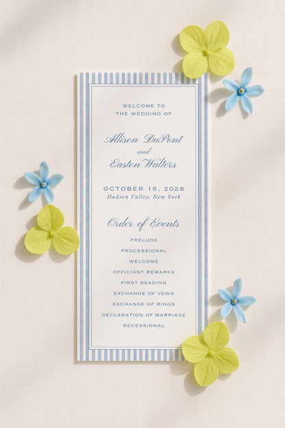 Blue Rattan Wedding Program Template