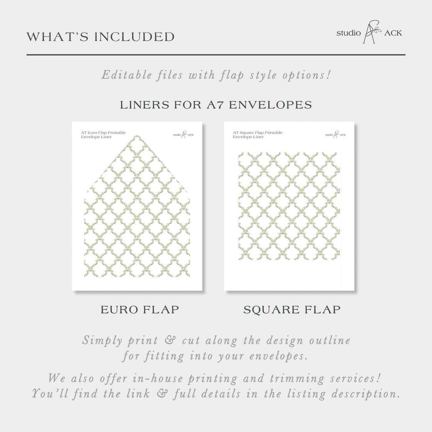 Watercolor Trellis Envelope Liner Template