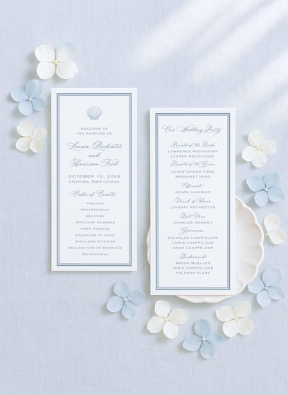 Coastal Toile Wedding Program Template