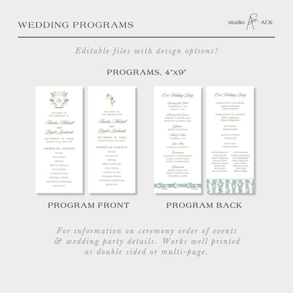 Blue, White & Green Wedding Template Bundle