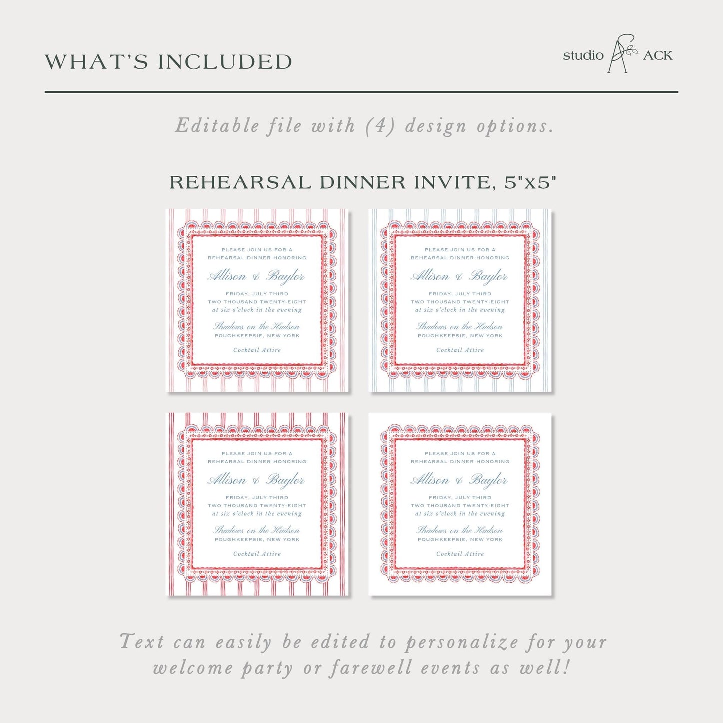Patriotic Rehearsal Dinner Invitation