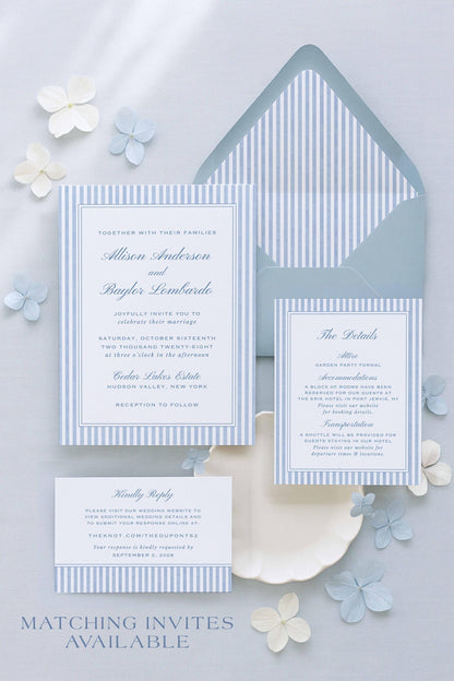 Blue Striped Save the Date Template