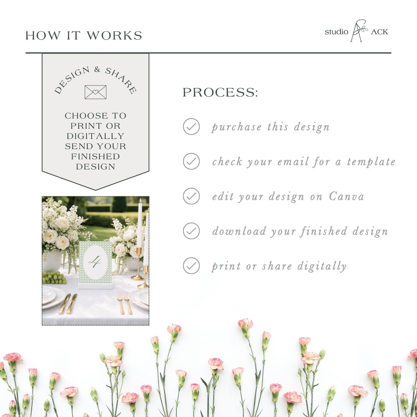 Green Rattan Wedding Table Number Template