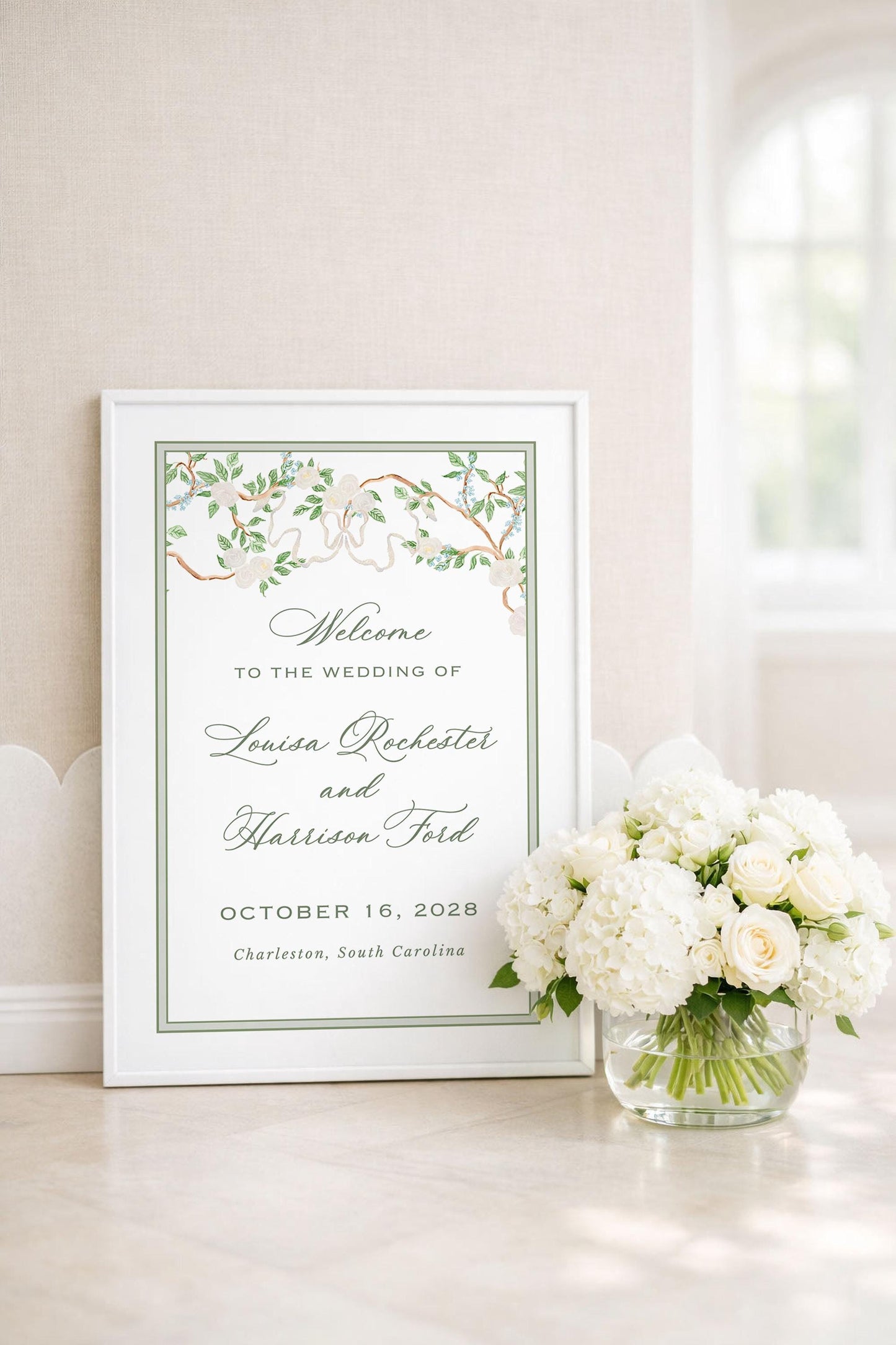 Neutral Chinoiserie Wedding Welcome Sign Template