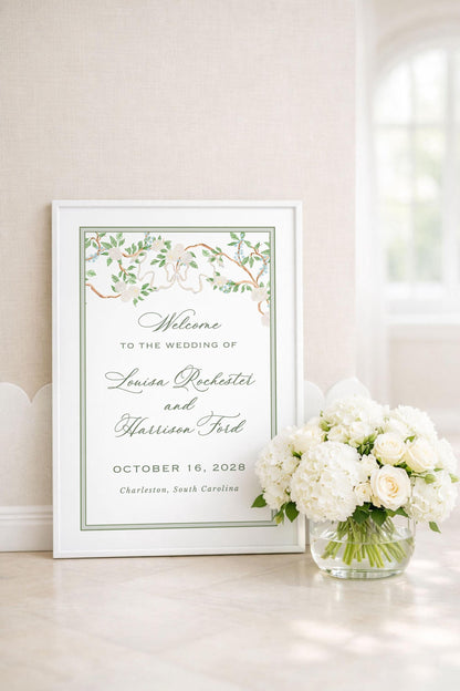 Neutral Chinoiserie Wedding Welcome Sign Template