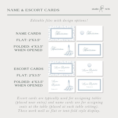 Coastal Toile Wedding Template Bundle