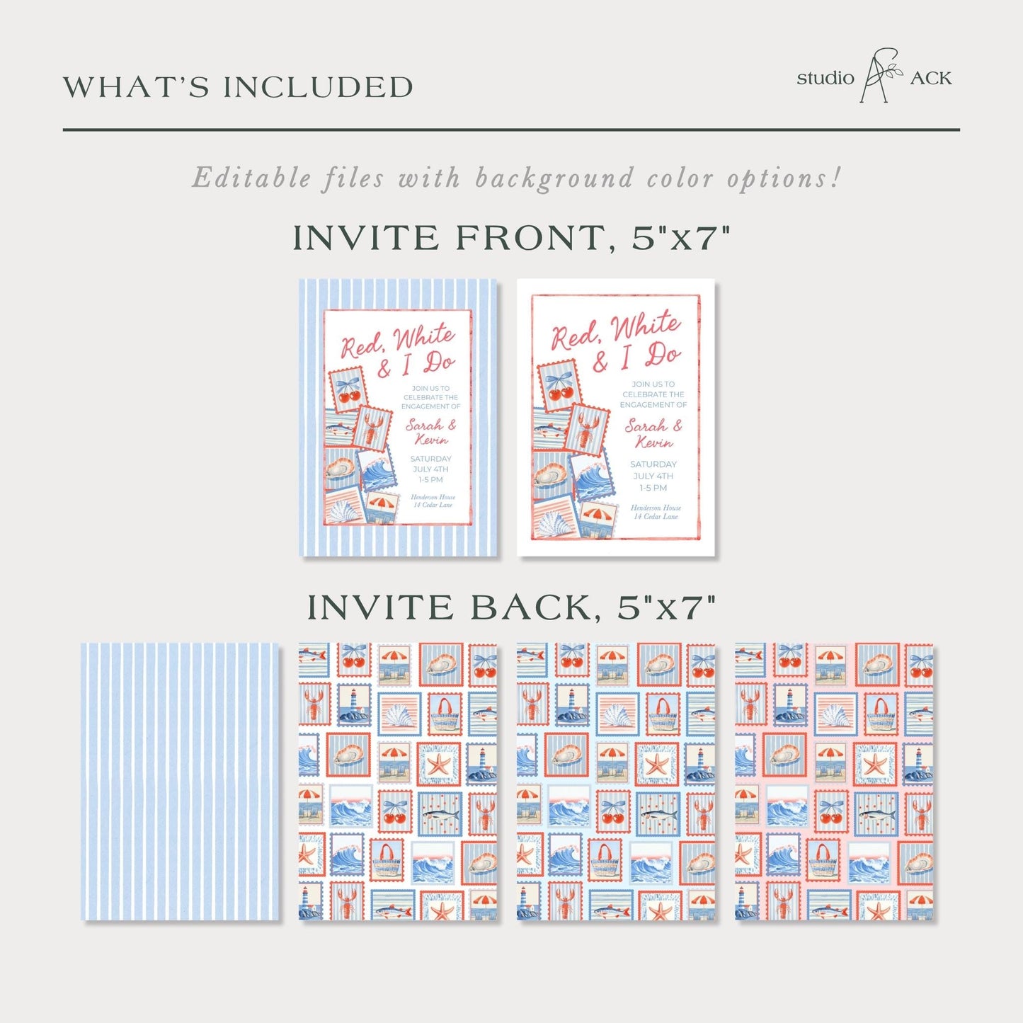 Red, White & I Do Engagement Party Invitation Template