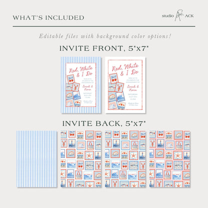 Red, White & I Do Engagement Party Invitation Template