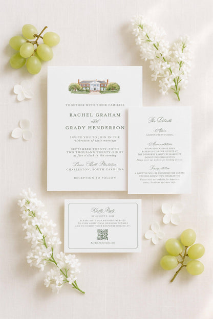 Boone Hall Wedding Invitation Suite Template