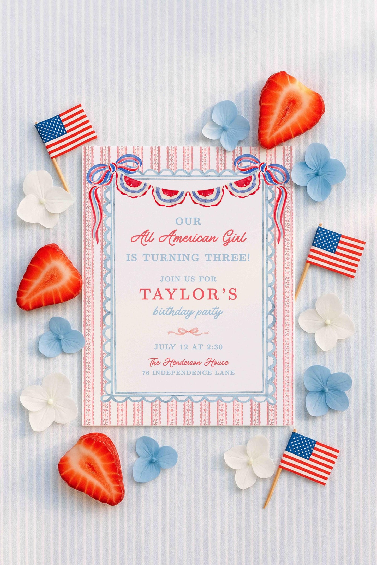 All American Girl Birthday Invitation Template