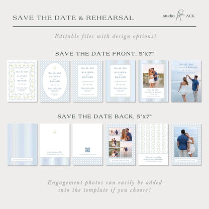 Blue Rattan Save the Date Template