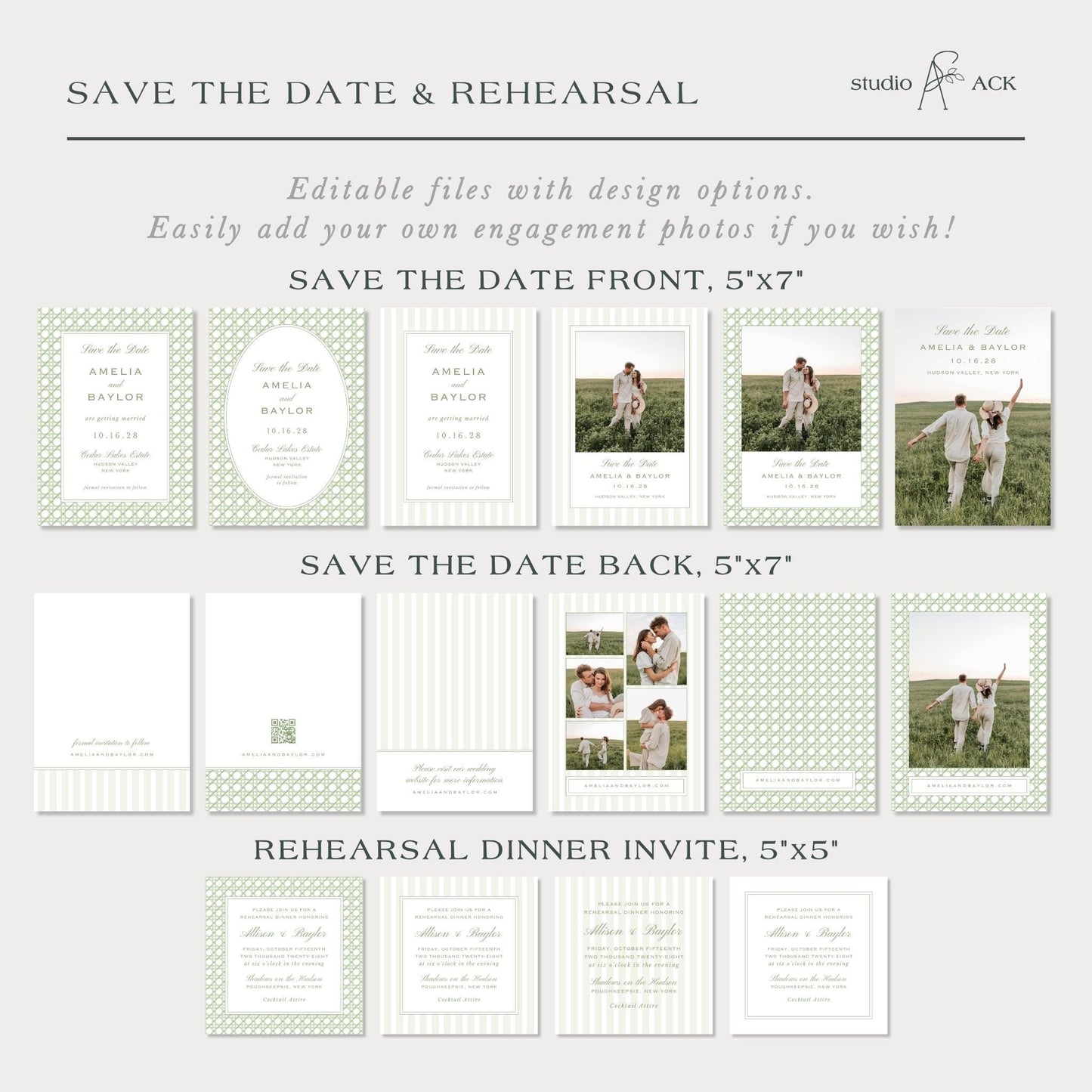 Green Rattan Wedding Template Bundle