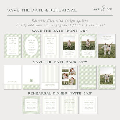 Green Rattan Wedding Template Bundle