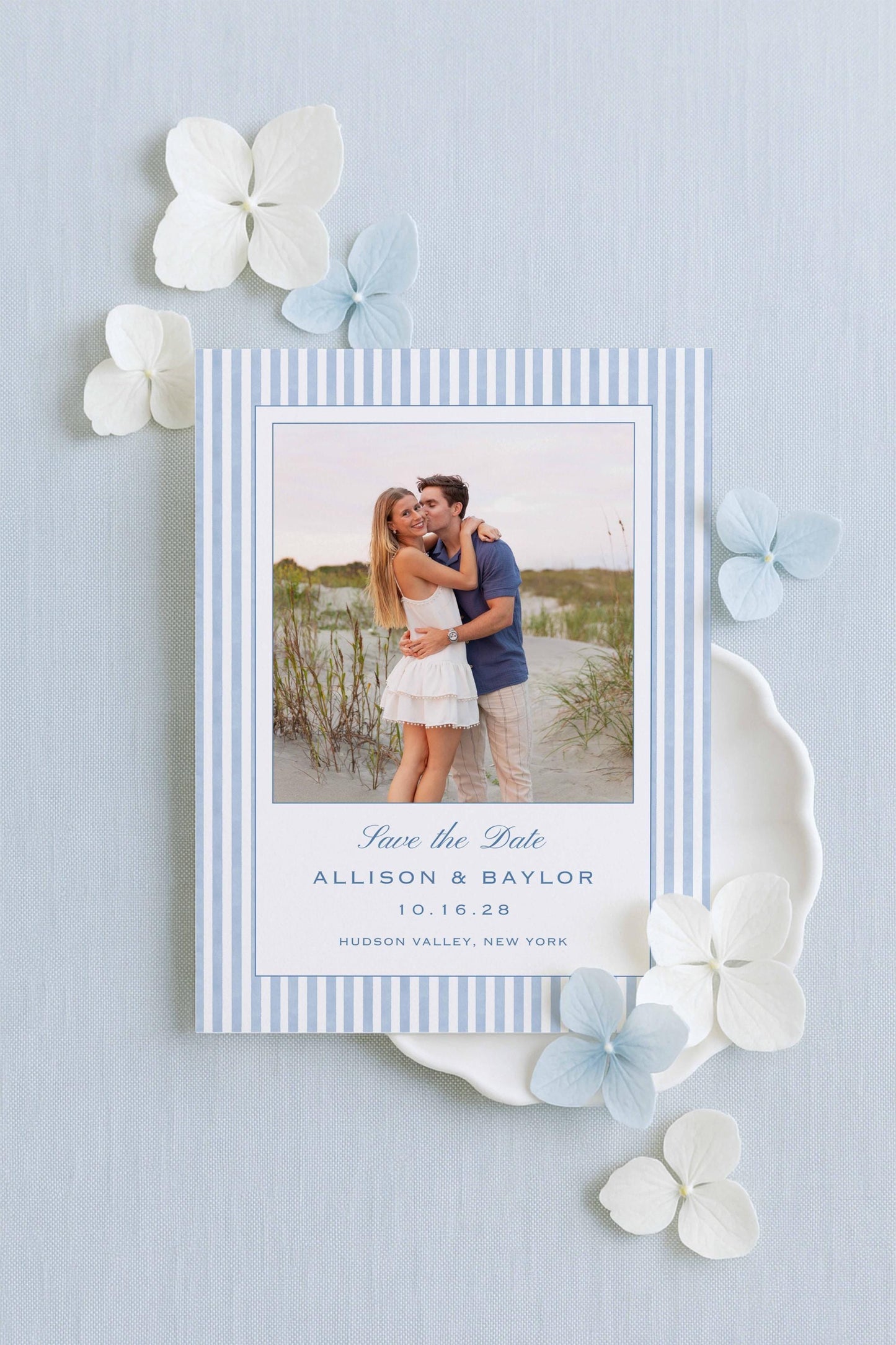 Blue Striped Save the Date Template