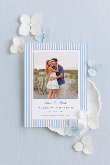 Blue Striped Save the Date Template