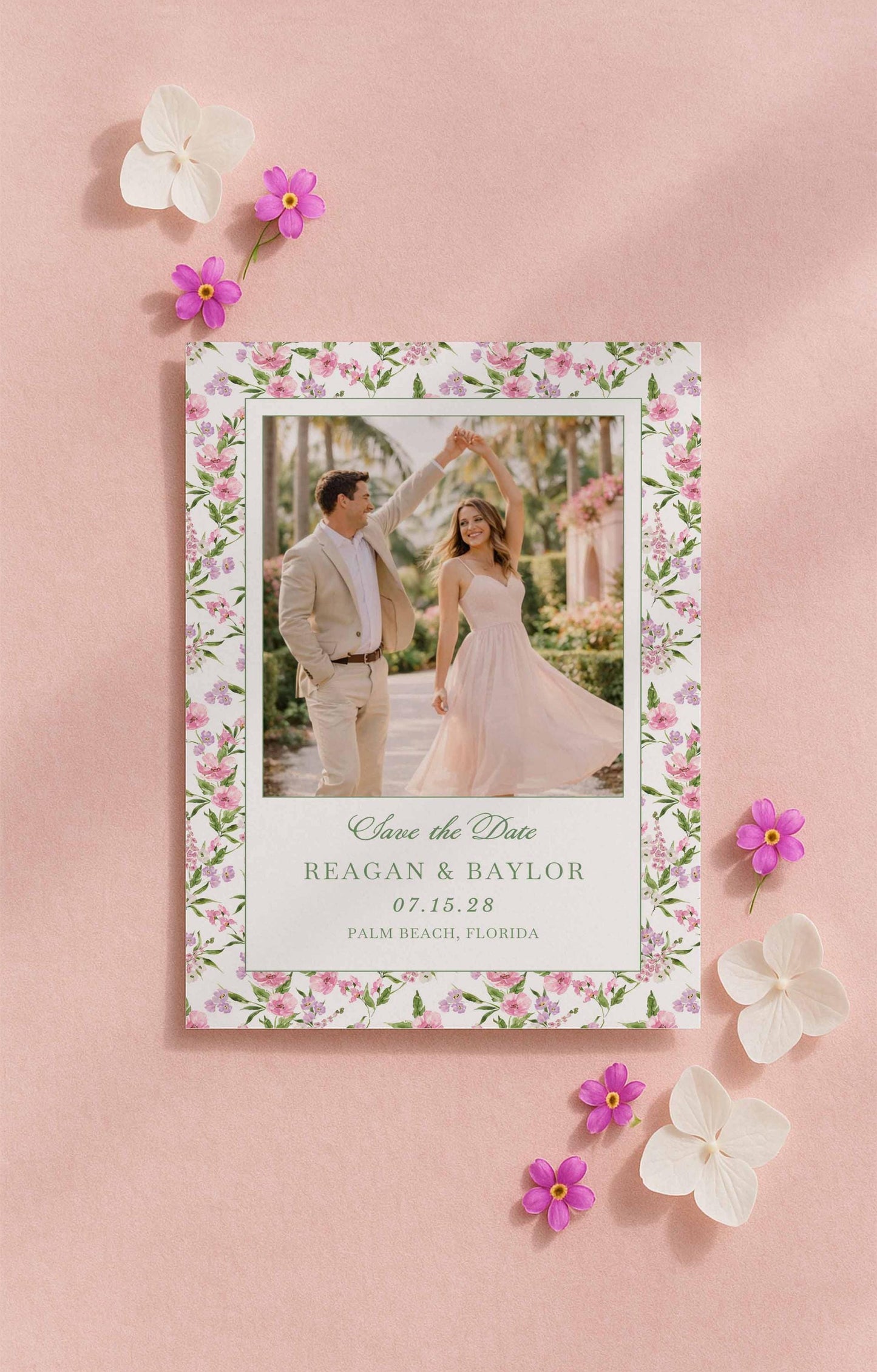 Purple Floral Save the Date Template