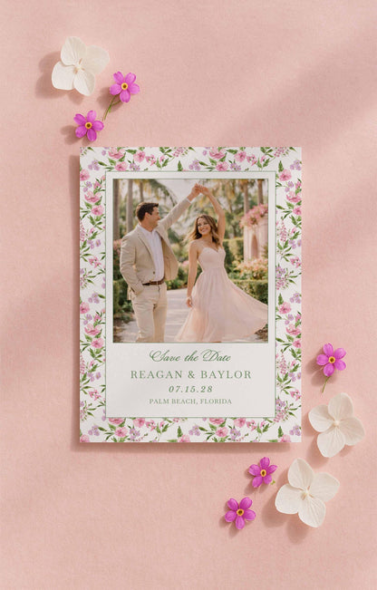 Purple Floral Save the Date Template