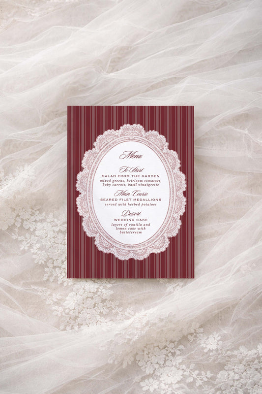 Vintage Lace Wedding Menu Template