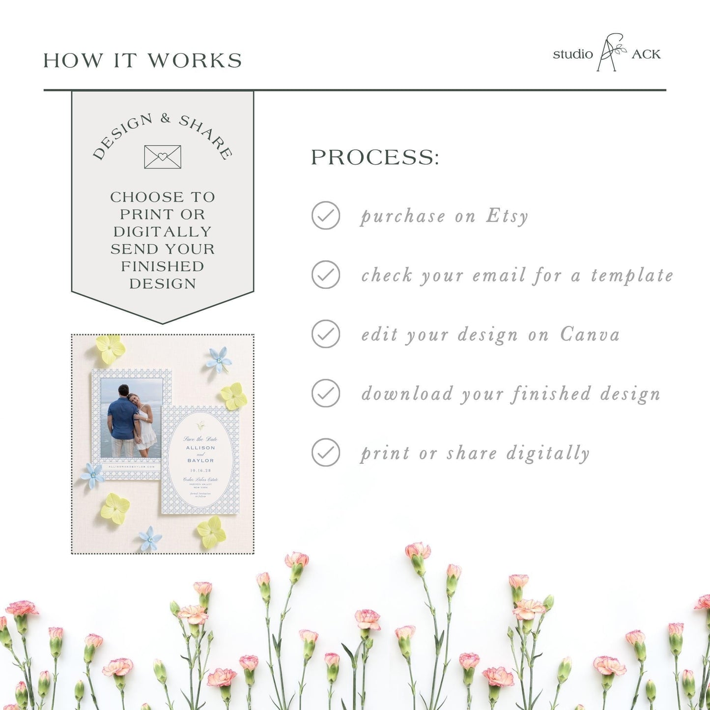 Blue Rattan Save the Date Template