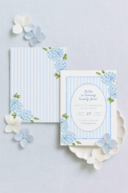 Hydrangea Birthday Invitation Template
