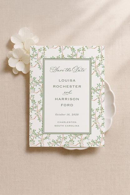 Neutral Chinoiserie Save the Date Template