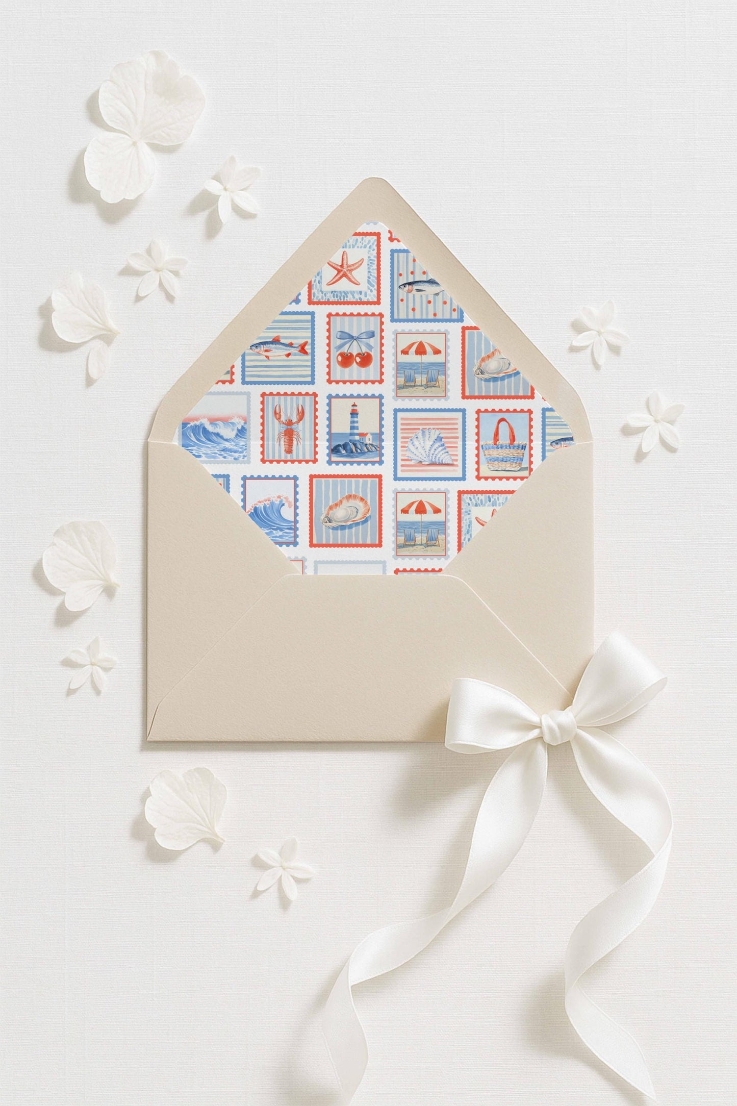 Nautical Postage Stamp Envelope Liner Template