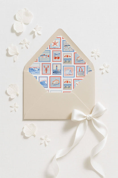 Nautical Postage Stamp Envelope Liner Template