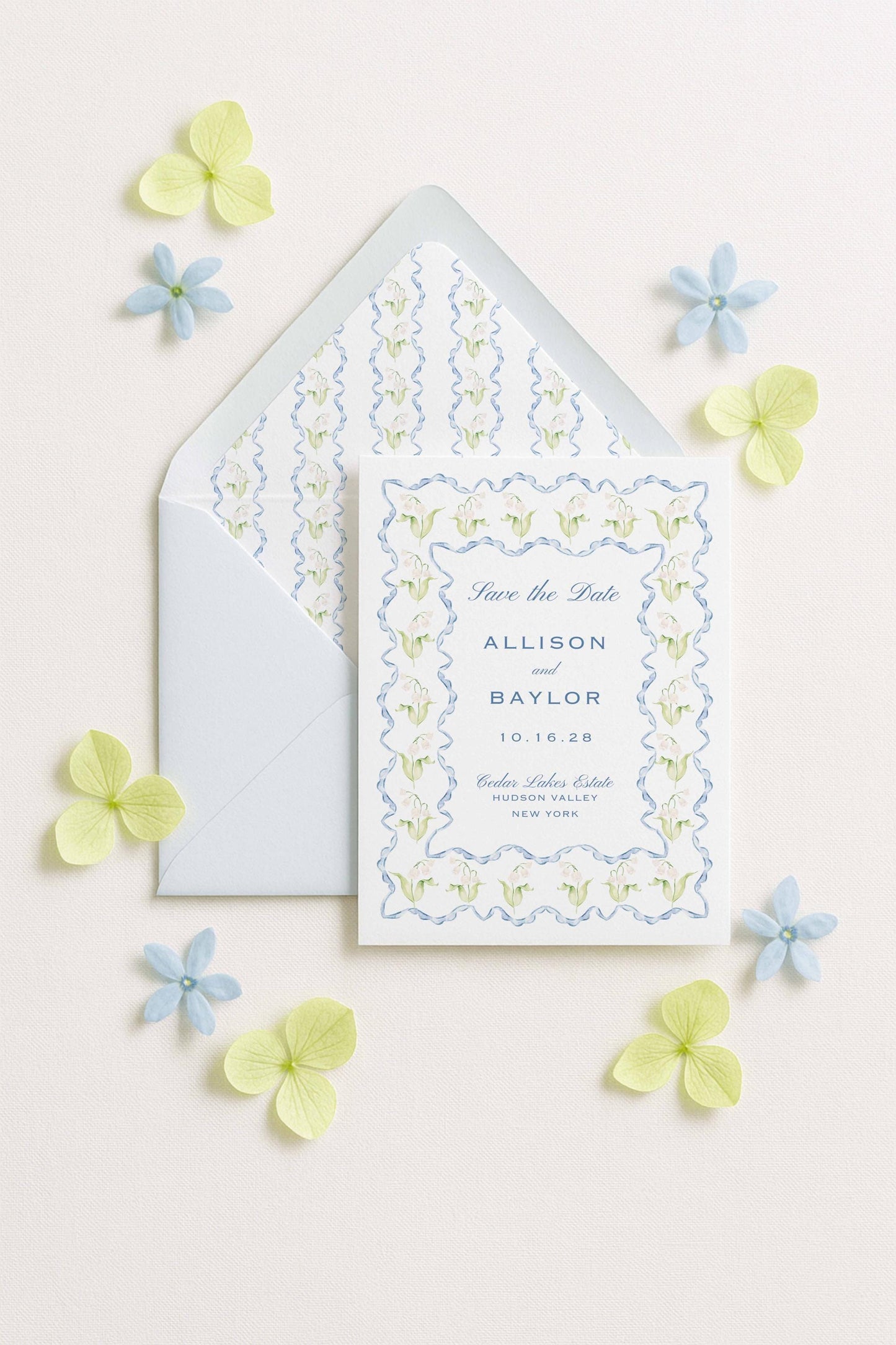 Blue Rattan Save the Date Template