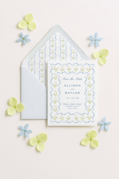 Blue Rattan Save the Date Template