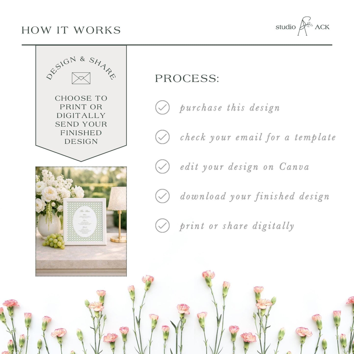 Green Rattan Wedding Bar Menu Template