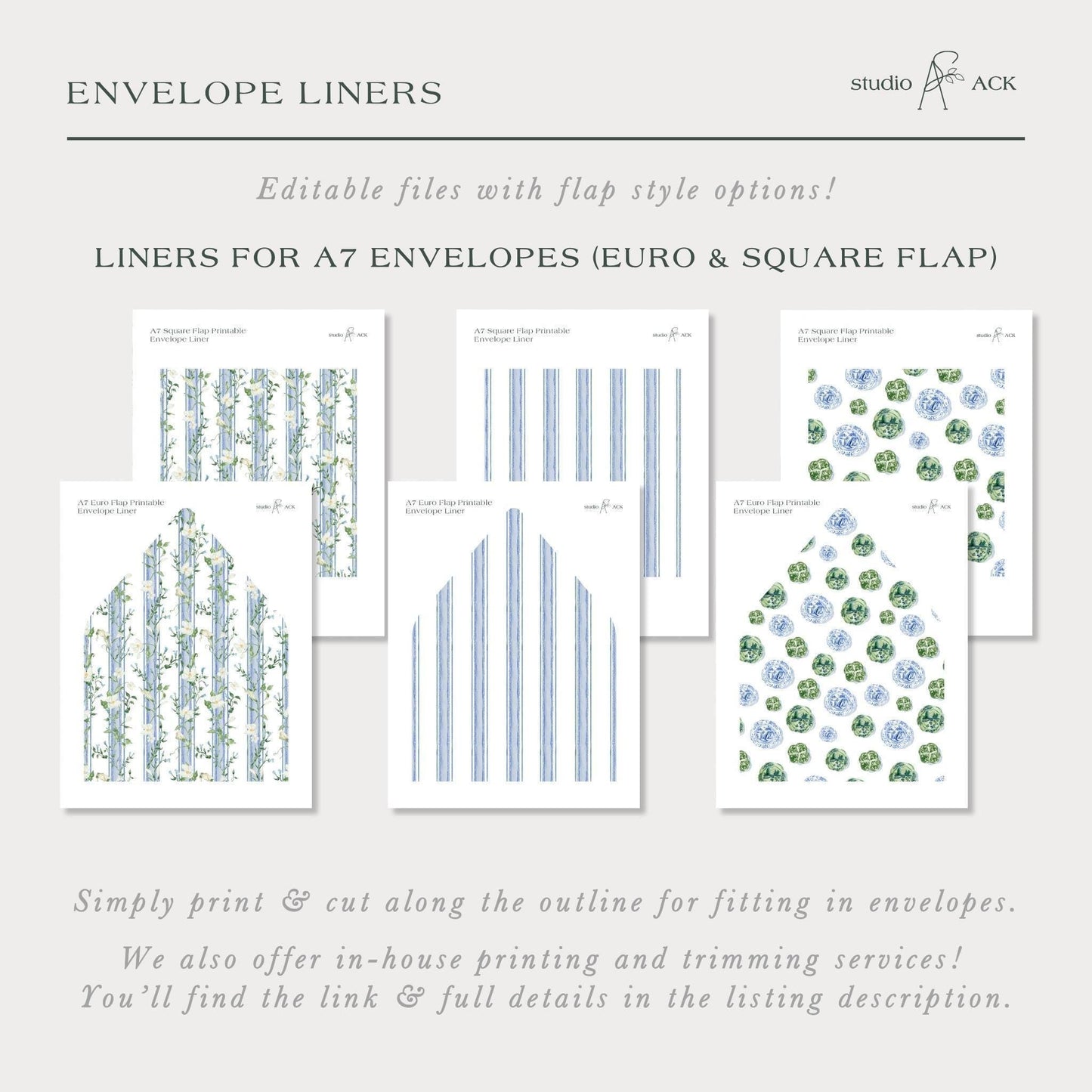 Blue, White & Green Envelope Liner Template