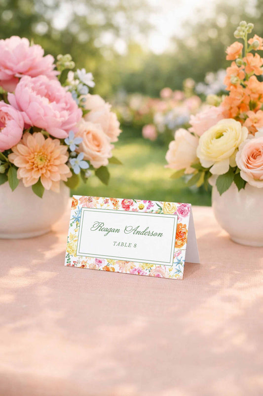 Colorful Floral Wedding Escort Card Template