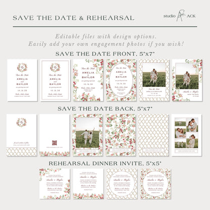 Dusty Pink Floral Wedding Template Bundle