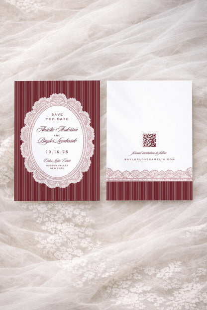 Vintage Lace Save the Date Template