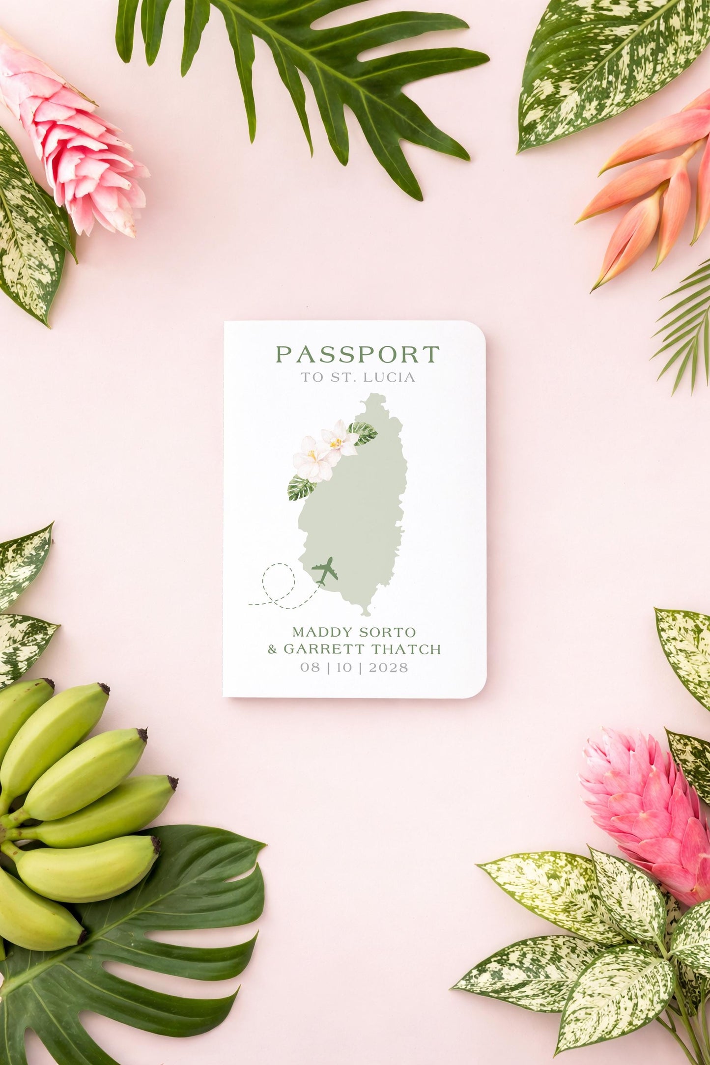 Tropical Wedding Passport Invitation Template