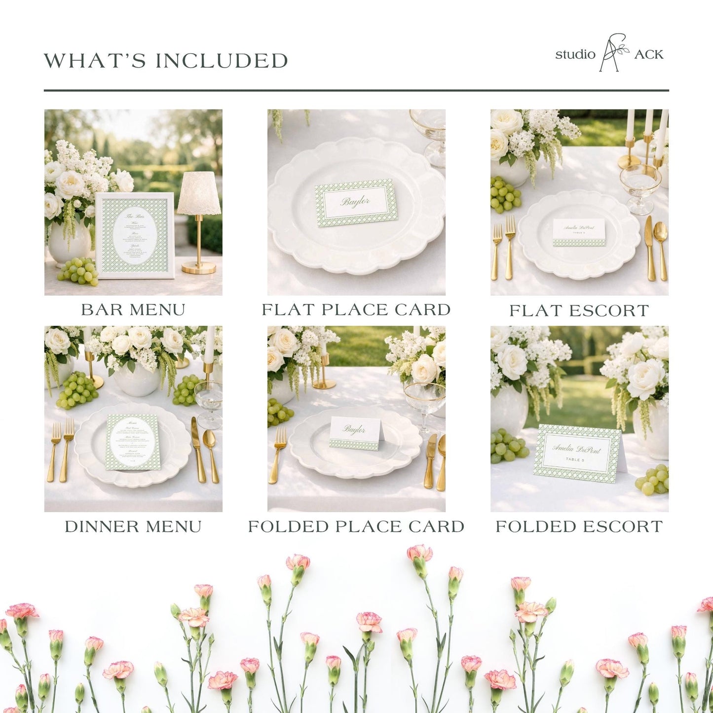Green Rattan Wedding Template Bundle